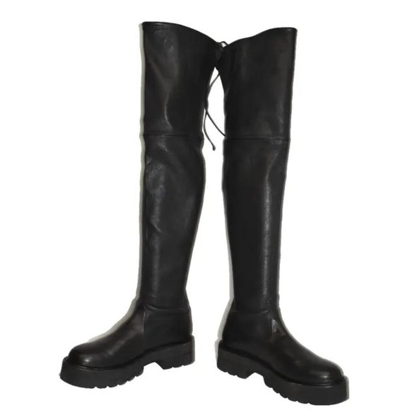 $1100 Stuart Weitzman Lowland Ultralift Over The Knee Boot BLACK 7 B  (PB24) - Picture 4 of 9